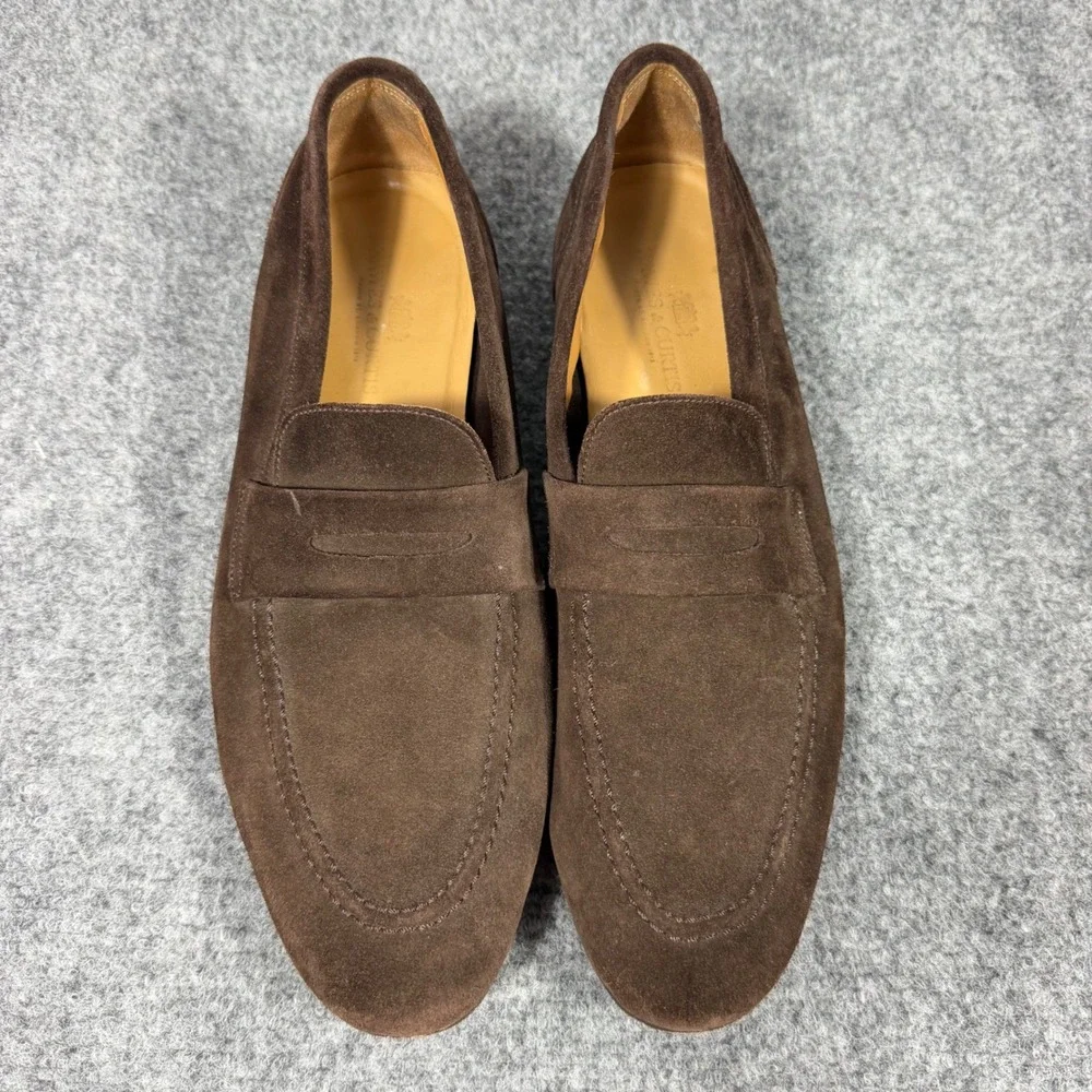 Hawes & Curtis Penny Loafer Mens Size 9 Brown Suede Leather Sole GUC